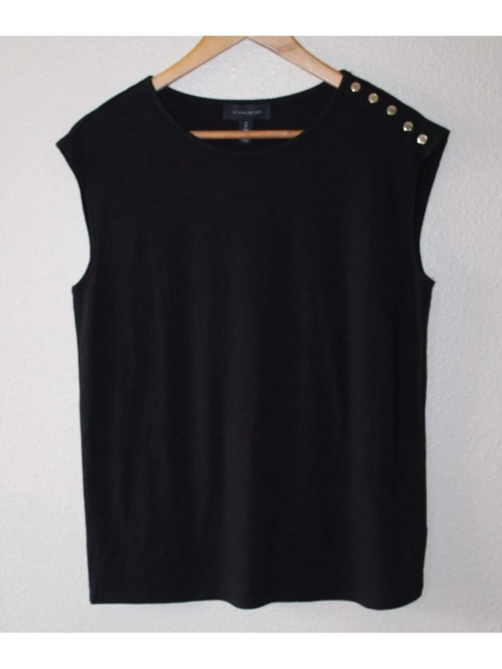 H Halston Womens Black Sleeveless Round Neck Top S NWT